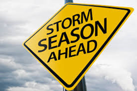 Sign with storm season ahead 