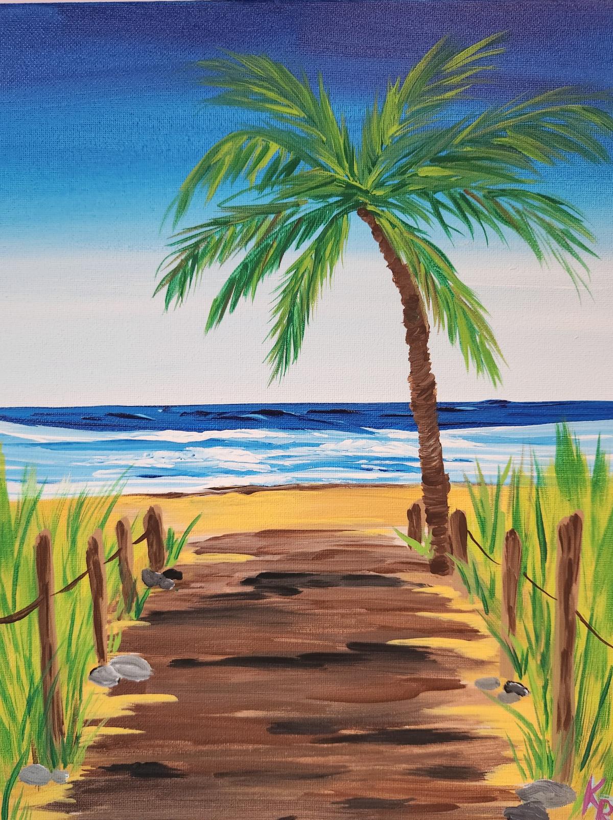 Paint Night Palm tree Beach walk